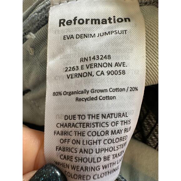 Reformation Eva Denim Jumpsuit Size 2 NWT - Picture 9 of 13